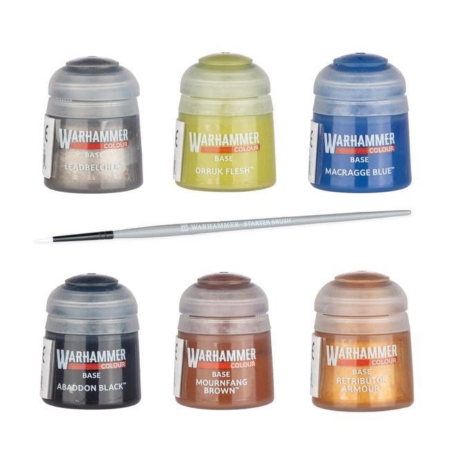 Warhammer Colour Paints (x6) and Starter Brush from the Introductory Set